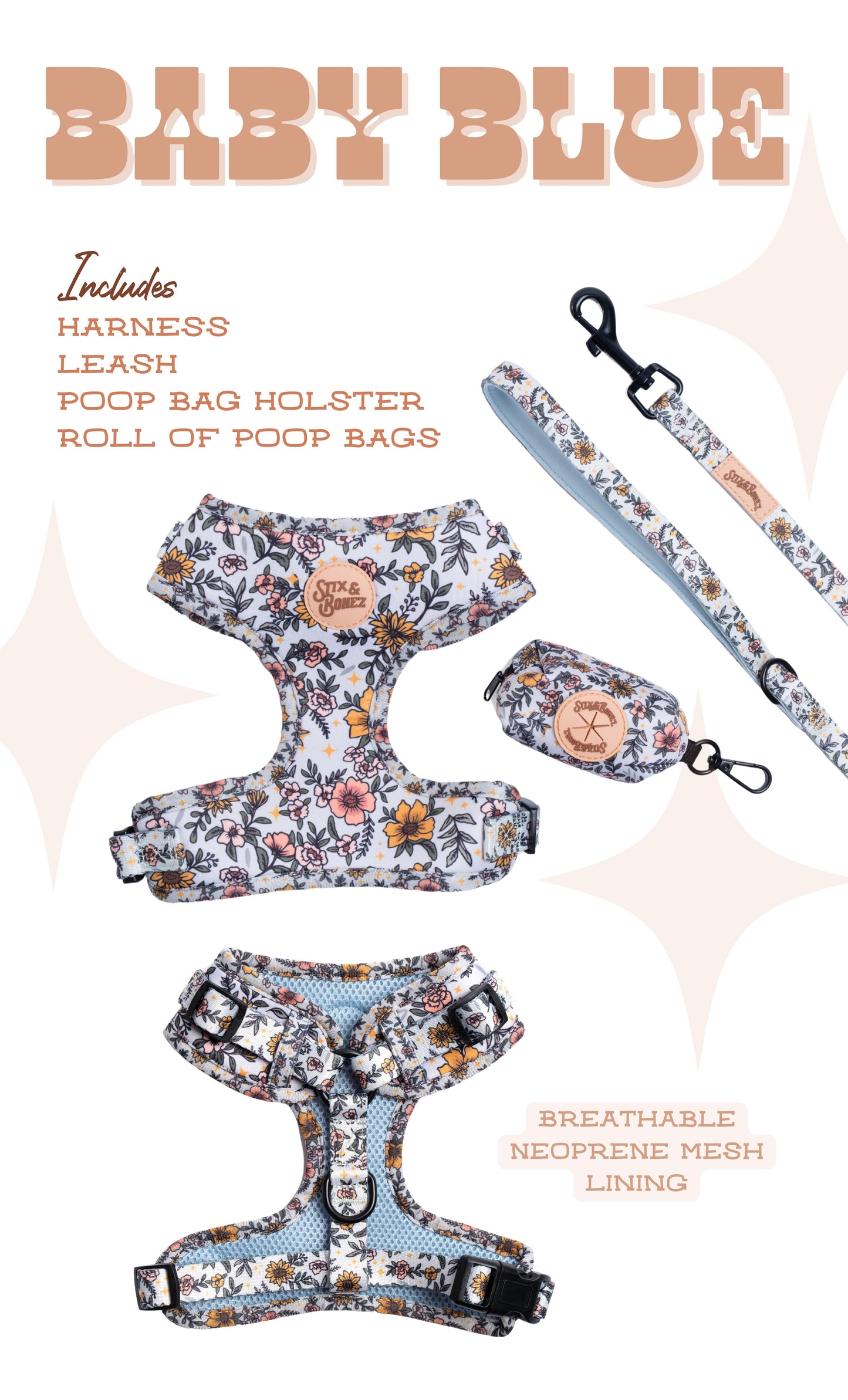 Wild Flowerz Harness Set - Sky Blue